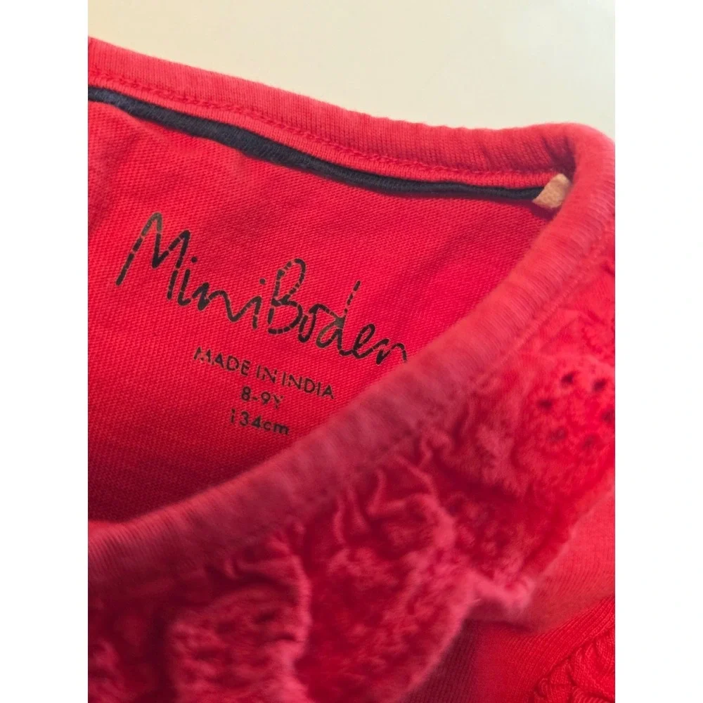 Mini Boden Girls‎ Red Long Sleeve Ruffle Lace Trim Dress Size 8-9 Years 134cm